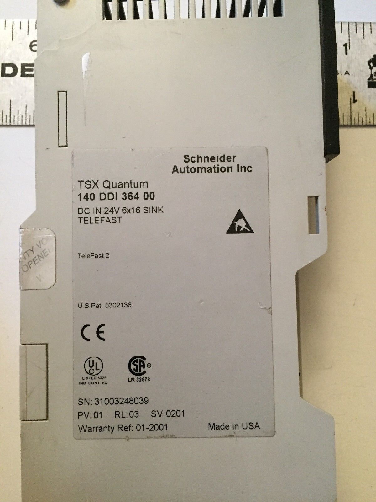 Schneider 140 Ddi 364 00,Tsx Quantum, Modicon Input 96 Point 24Vdc,Ag