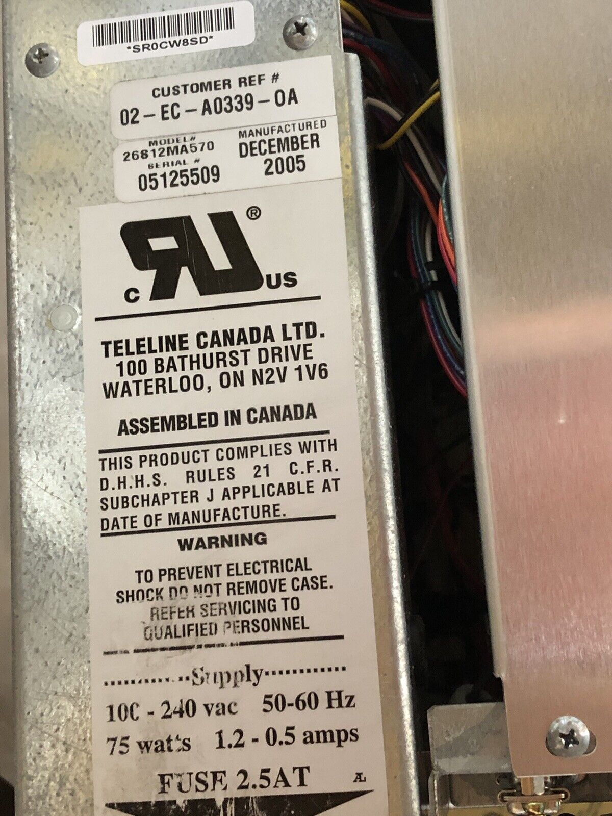 New Teleline 26812Ma570,11" Color Crt Video Monitor,240Vac,75W,1.2-0.5A,Dl