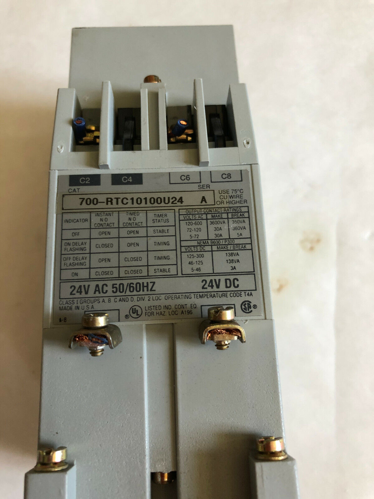 Allen Bradley 700-Rtc10100u24,Rtc,24V Dc Relay,Industrial 5A/300Vdc Contactor,Ba