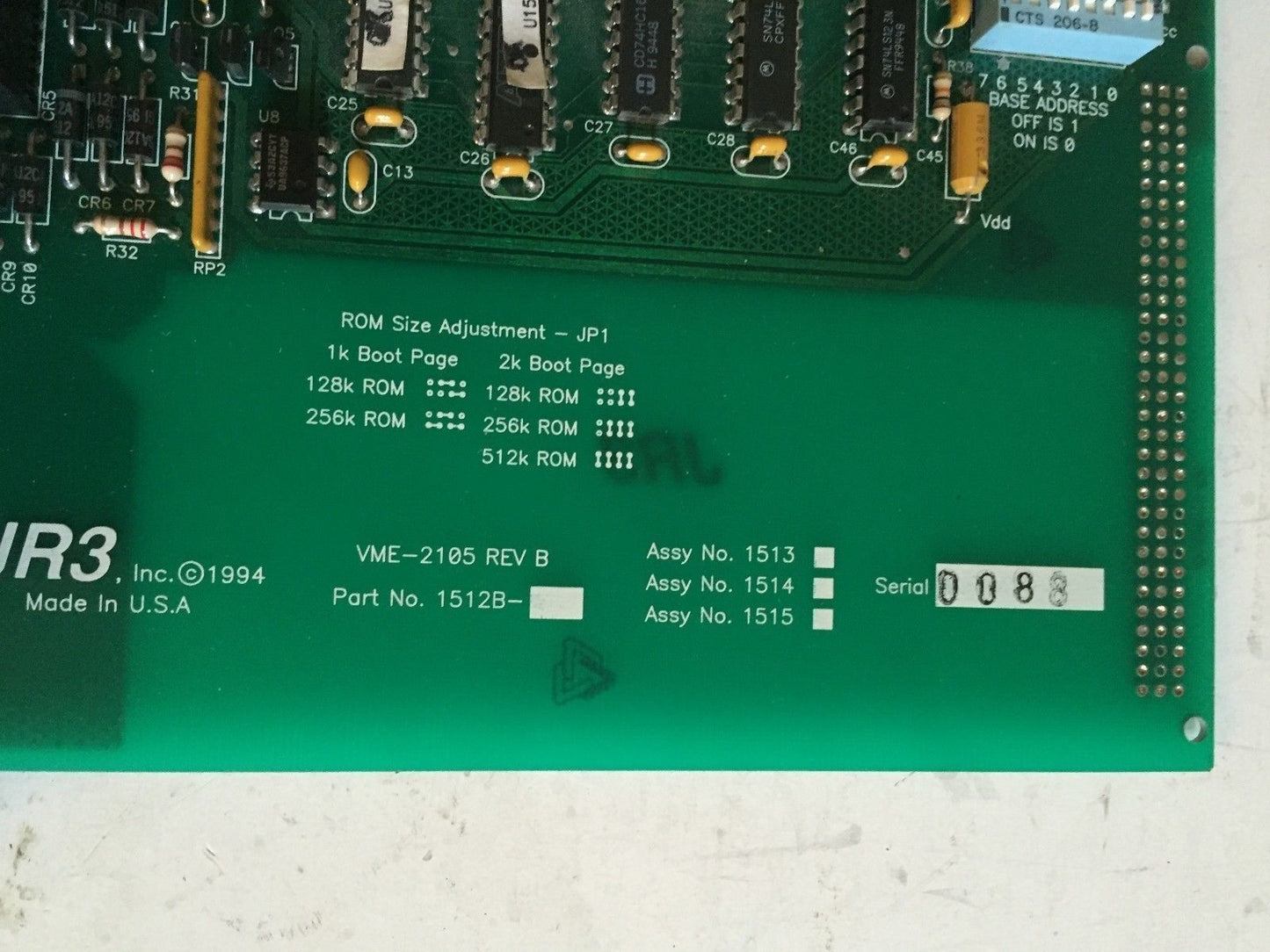 Jr3 Vme-2105 Rev B, 15400-00170,1512B Pc Board ,Fb