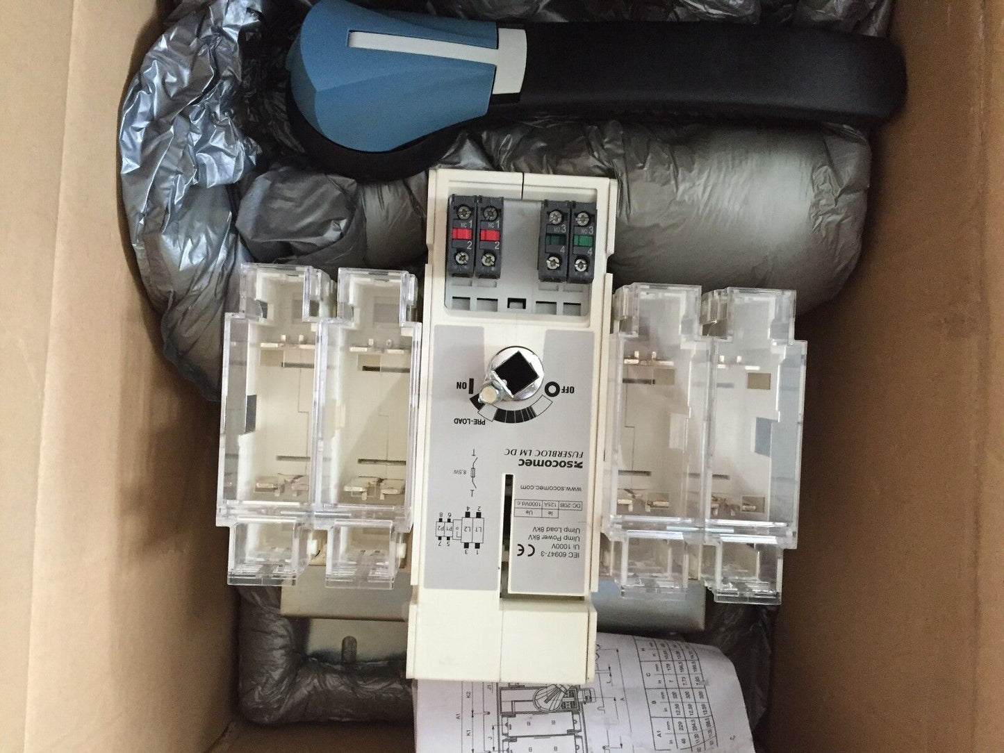Socomec 38Dr 2012,Fuserbloc Lm Dc,Iec 60947-3 General Switch 125A,Ui 1000Vdc,Fm