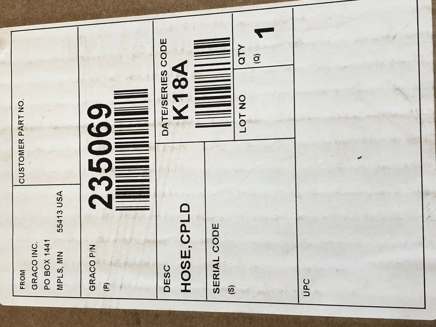 New Graco 235069 Coupled Hose 5/16" Diameter 061-290,36417,E69567 (P) Cable,Sj