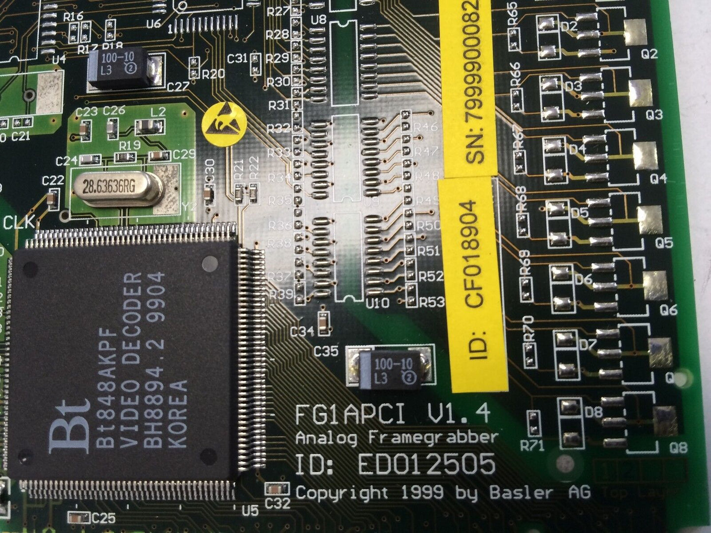 New Basler Fg1apci  V1.4 Analog Frame Grabber Cf018904,Ed012505 Pcb Card,Em