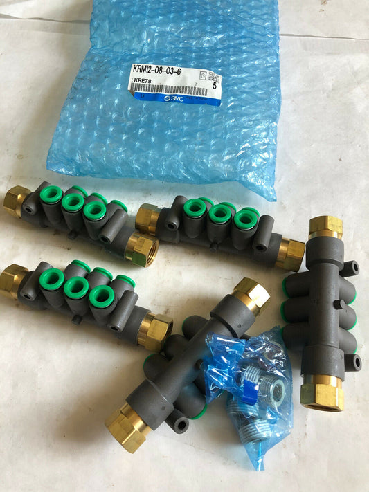 Lot 5 Smc Krm12-08-03-6,Kre78,Pushbutton Valve Connector Air Connection Valve,Sc
