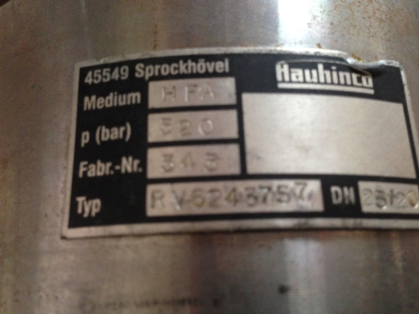 New Hauhinco Rv6245757 Medium Hfa Hydraulic Check Valve, 700-Bar,Fl,Tc,Te