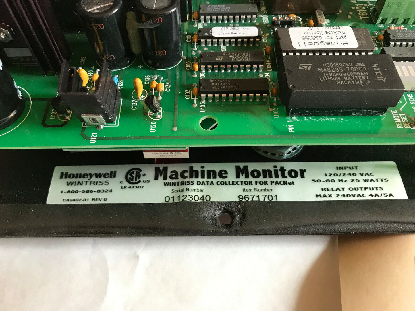 Honeywell 9671701 Machine Monitor,Honeywell Wintriss,Data D42995-01 Rev B,Sg