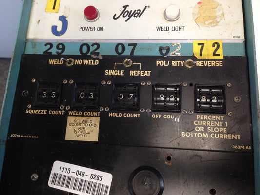 Joyal 63Seh, 63Sih 63Sjh, 63S1h Micro Processor Welding Control,220Vac,60Hz,Da