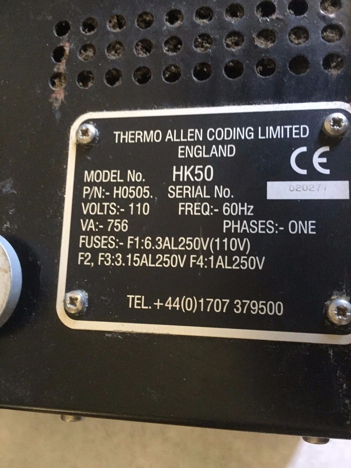 Thermo Allen Coding Hk50 Hot Ink Coder 110V,Thermo Hk50 Allen Coding Hk50,Ap