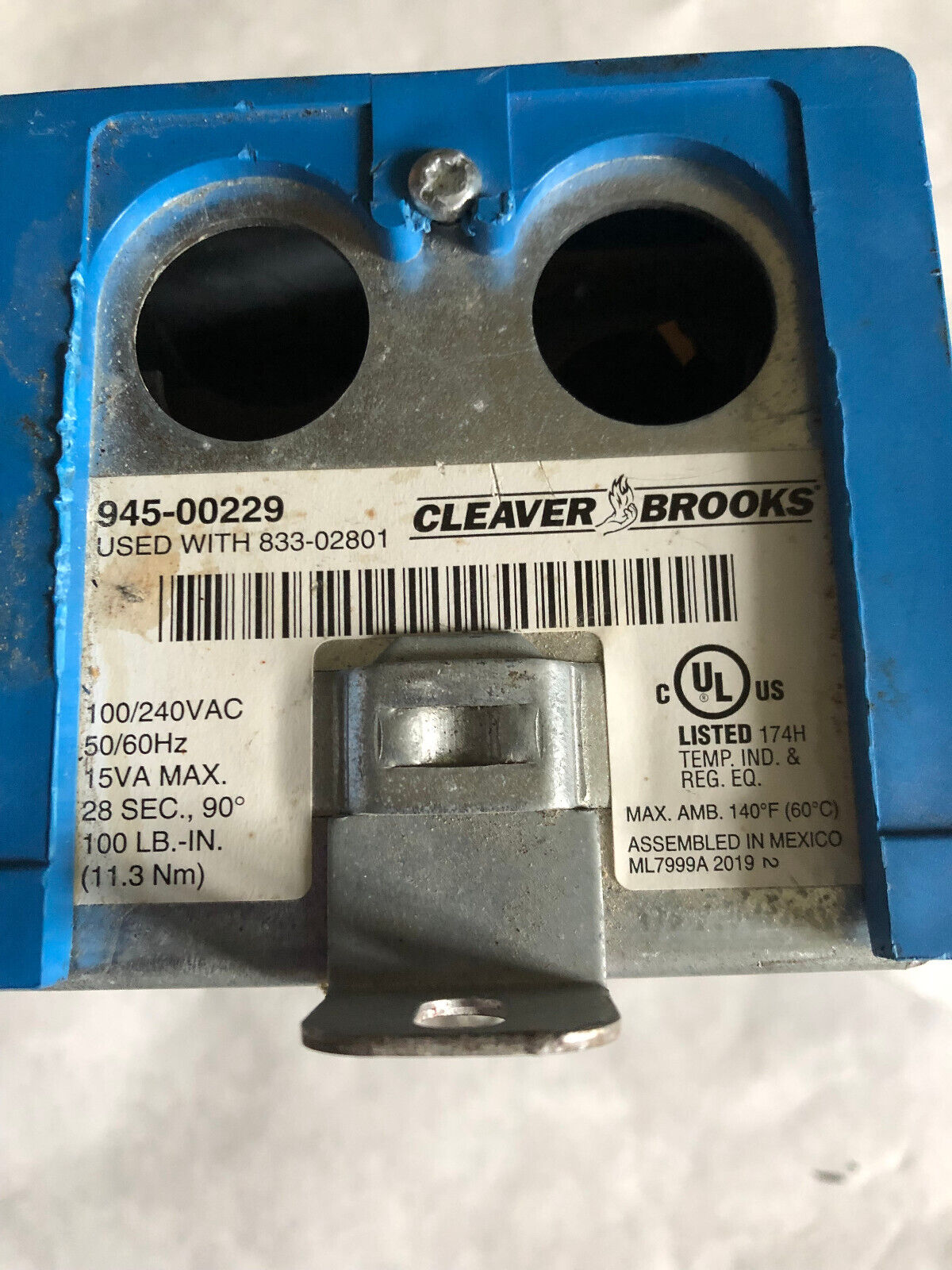 Cleaver Brooks 945-00229 Direct Coupled Rotary Actuator Same As Ml7999a2001,Am