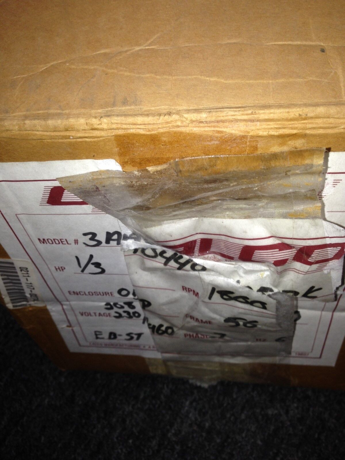 New 3Aa04405bk Calco Motors Motor Ac 1735Rpm 3Phase Xb56/Ca 1/3Hp,B 56,208V,Eg