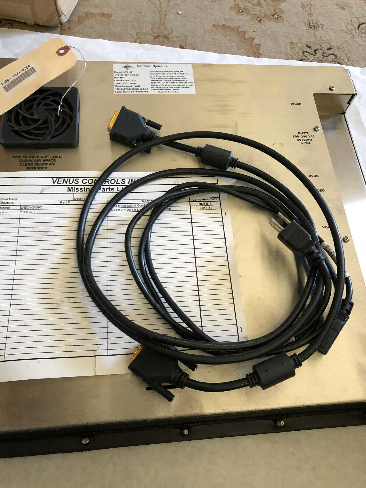 Vartech Vt213p Operator Interface (No Power One For Parts & Repair Only),Bk