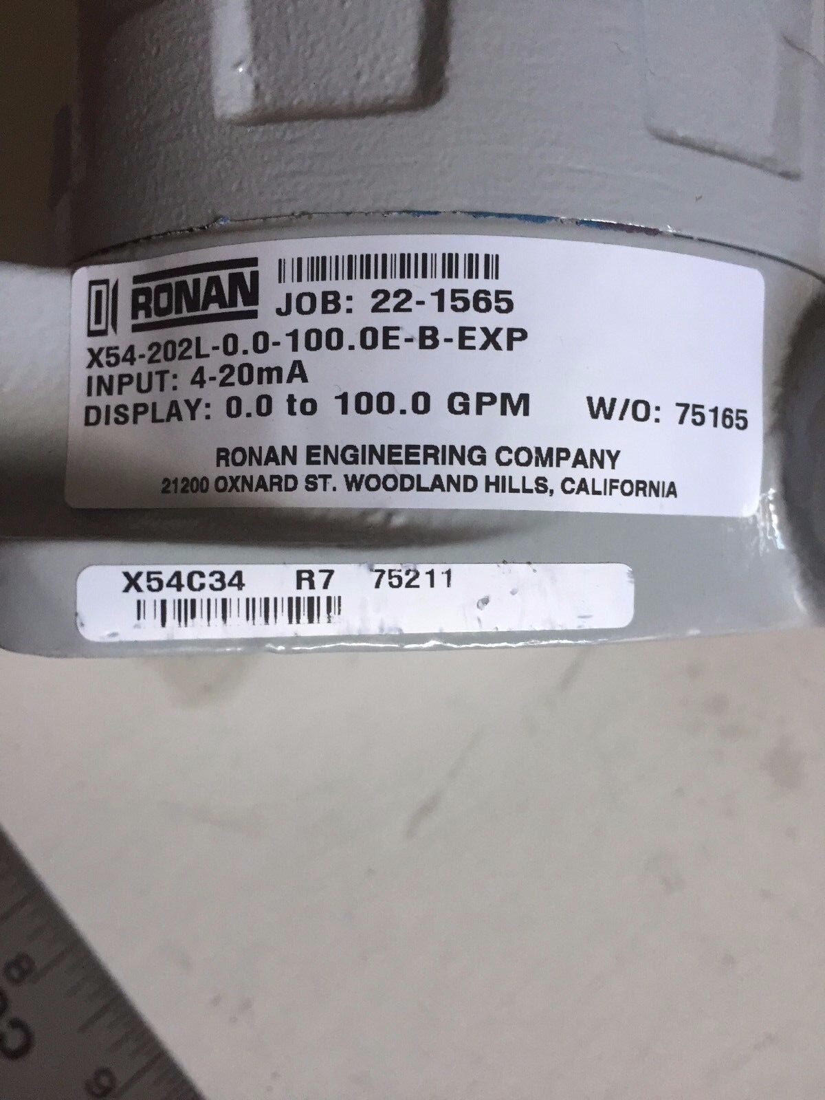 Ronan X54-202L-0.0.100.0E-B-Exp,X54-202L,Sr,Xihfgcx2l Indicator 20Ma Nema4 L,Ct