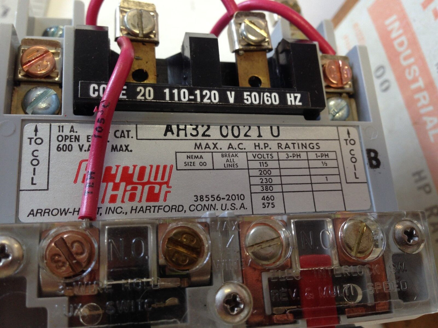 New Arrow Hart Ah-32 0021U 20 Magnetic Motor Starter,Nema 00,1-Phase,11A,110V,Sv