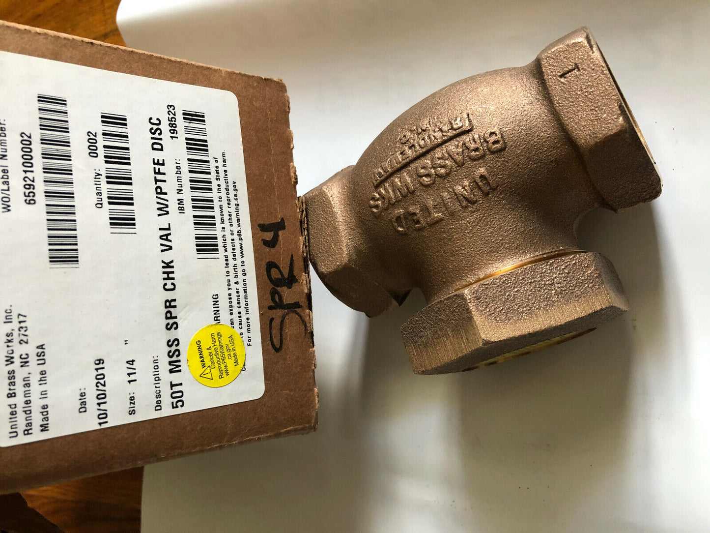 1-1/4" Npt United Brass Randleman Spring Lift Check Valve Live Steam 200 Wsp,400