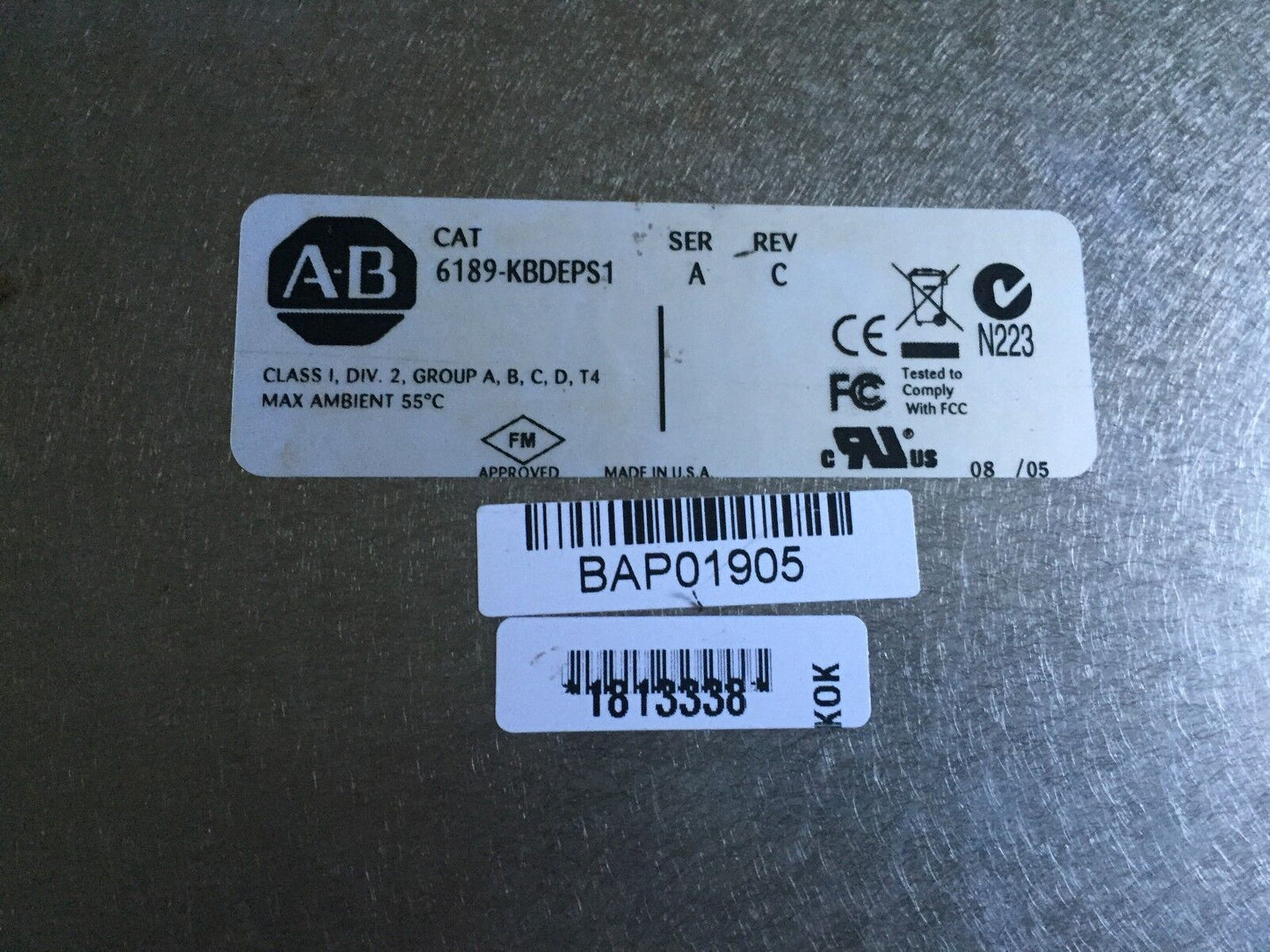 Allen Bradley 6189-Kbdeps1, Keyboard Plc Operator Interface,Ea
