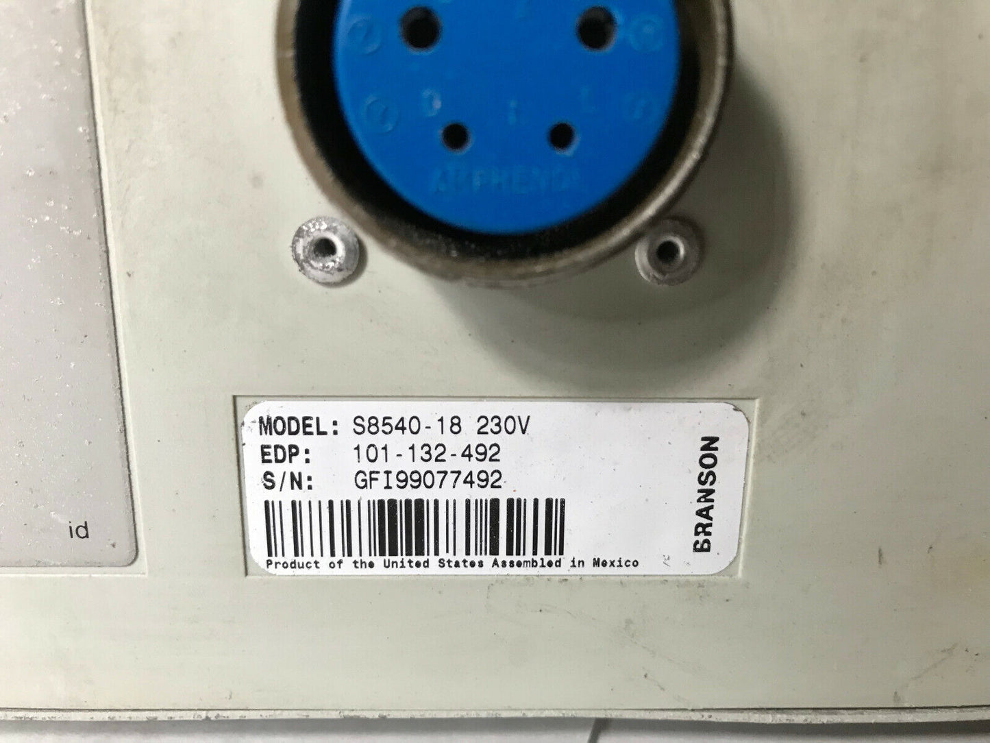 Branson S8540-18 Ultrasonic Power Supply,Series 8500,Branson S8540-18 230V,Th