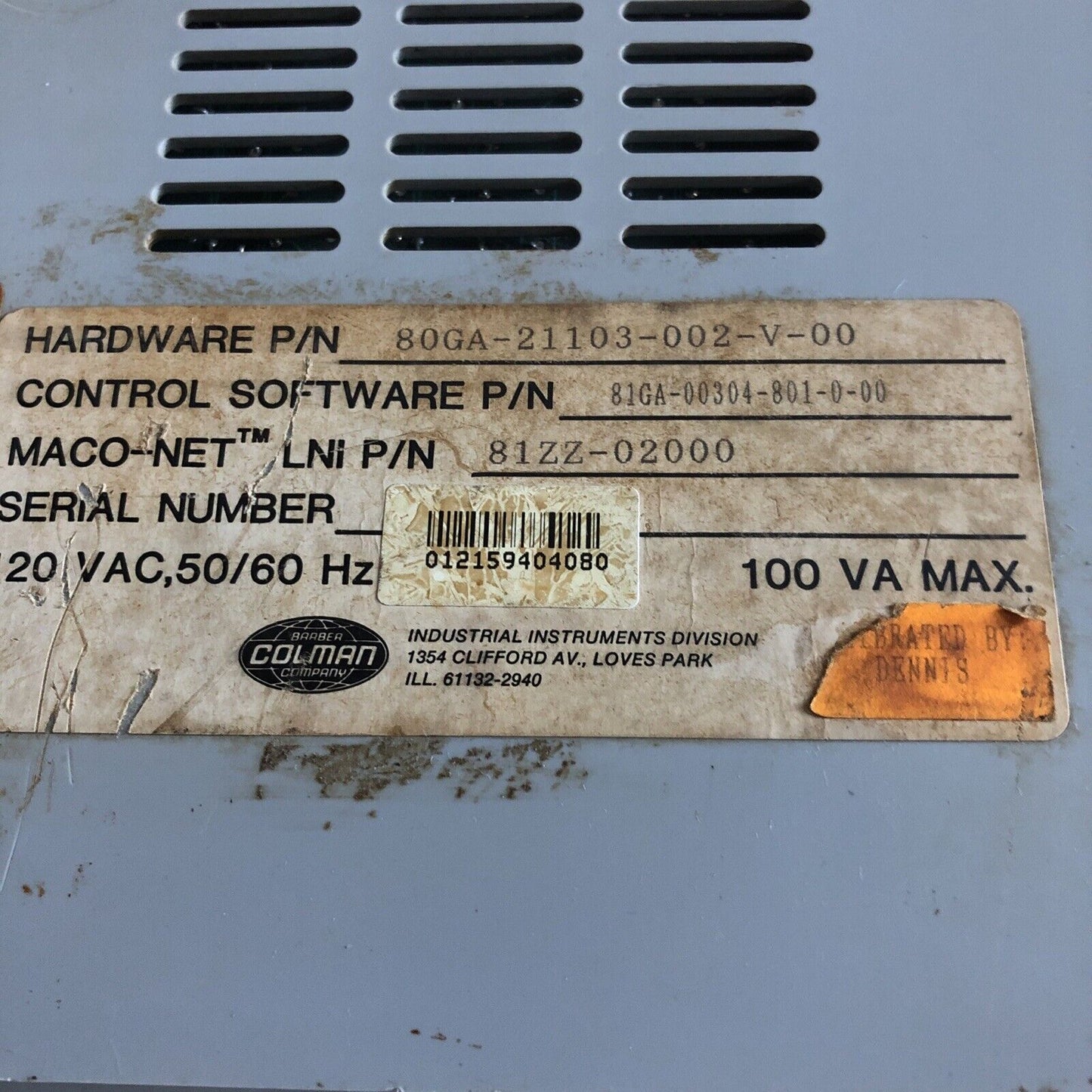 Barber Colman 80Ga-21103-002-V-00 Temperature Heat/Cool Maco8000,120V,4-20Ma,Ee