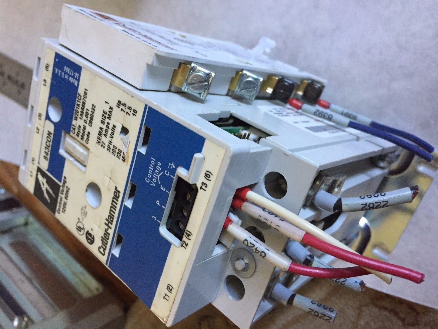 Cutler Hammer W201k1cf Contactor,Cutler Hammer W31 A,30-17966 Size 1, 843Con,Cw