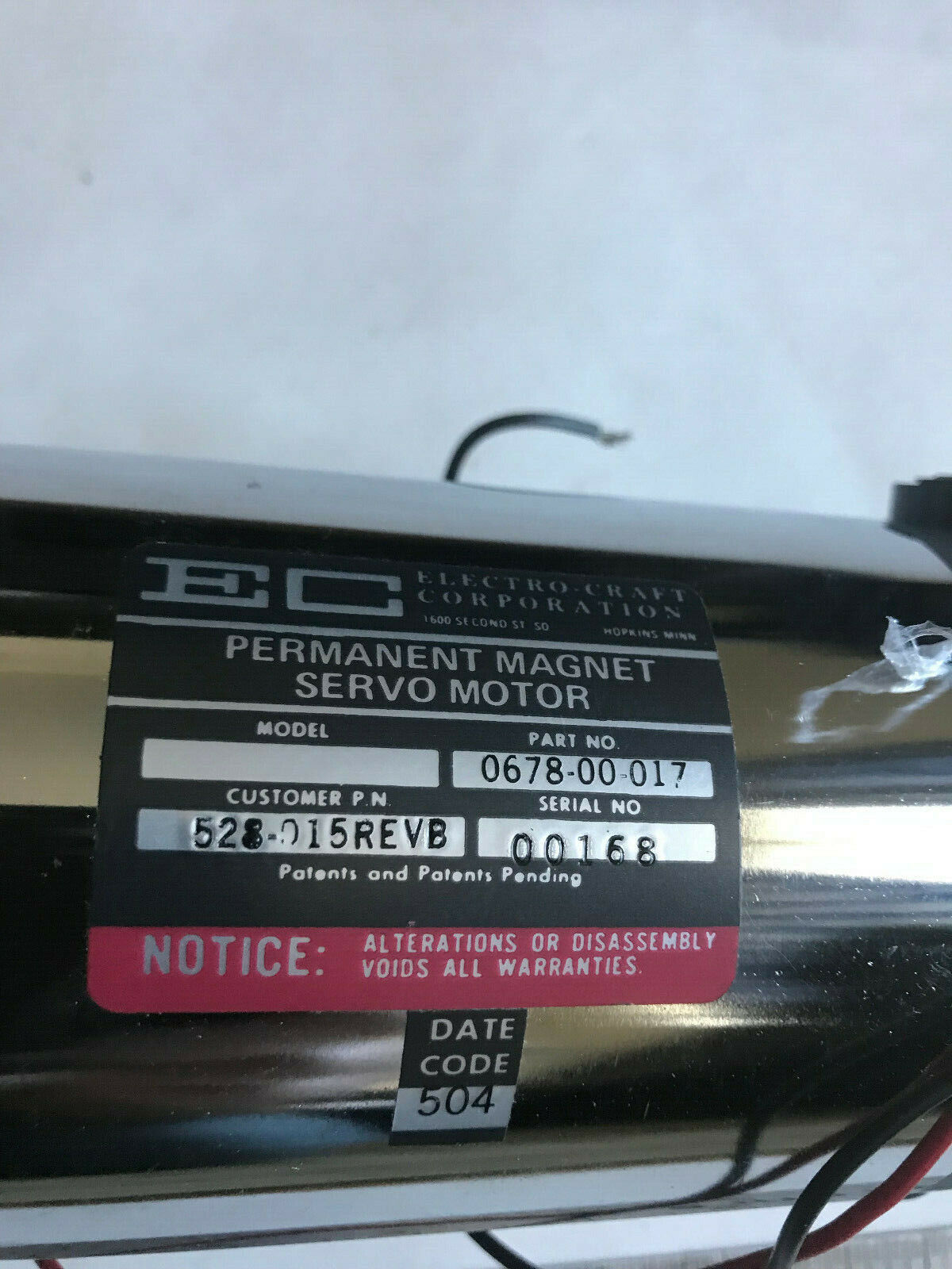 New Electro Craft 528-015Revb Permanent Magnet Servo Motor 0678-00-017 Ec,Bw,Bp
