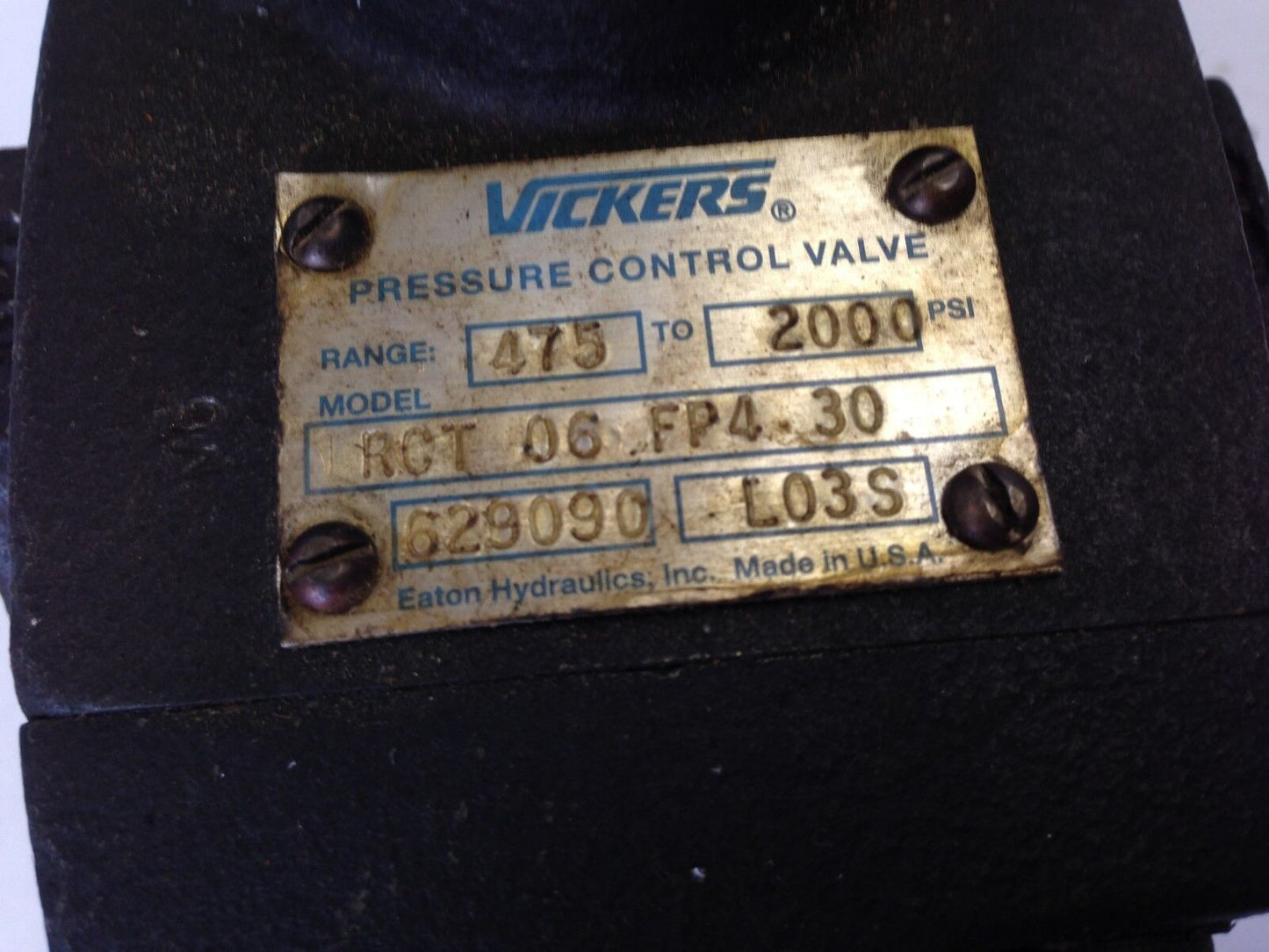 Vickers Rct-06-Fp4-30,Rct 06 Fp4 Hydraulic Pressure Control Valve 629090,L03s,Bx