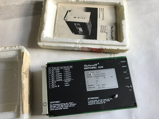 Schroff Tps 24/2,Tps 24 24Vdc Switchpac 50W Power Supply,11006-060,24Vdc,Sh