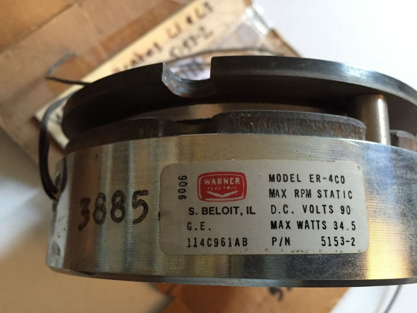 Warner Er-4C0,5153-2,Max Rpm Static Robotic Static Brake,90Vdc,Warner Er-4Co,Bt