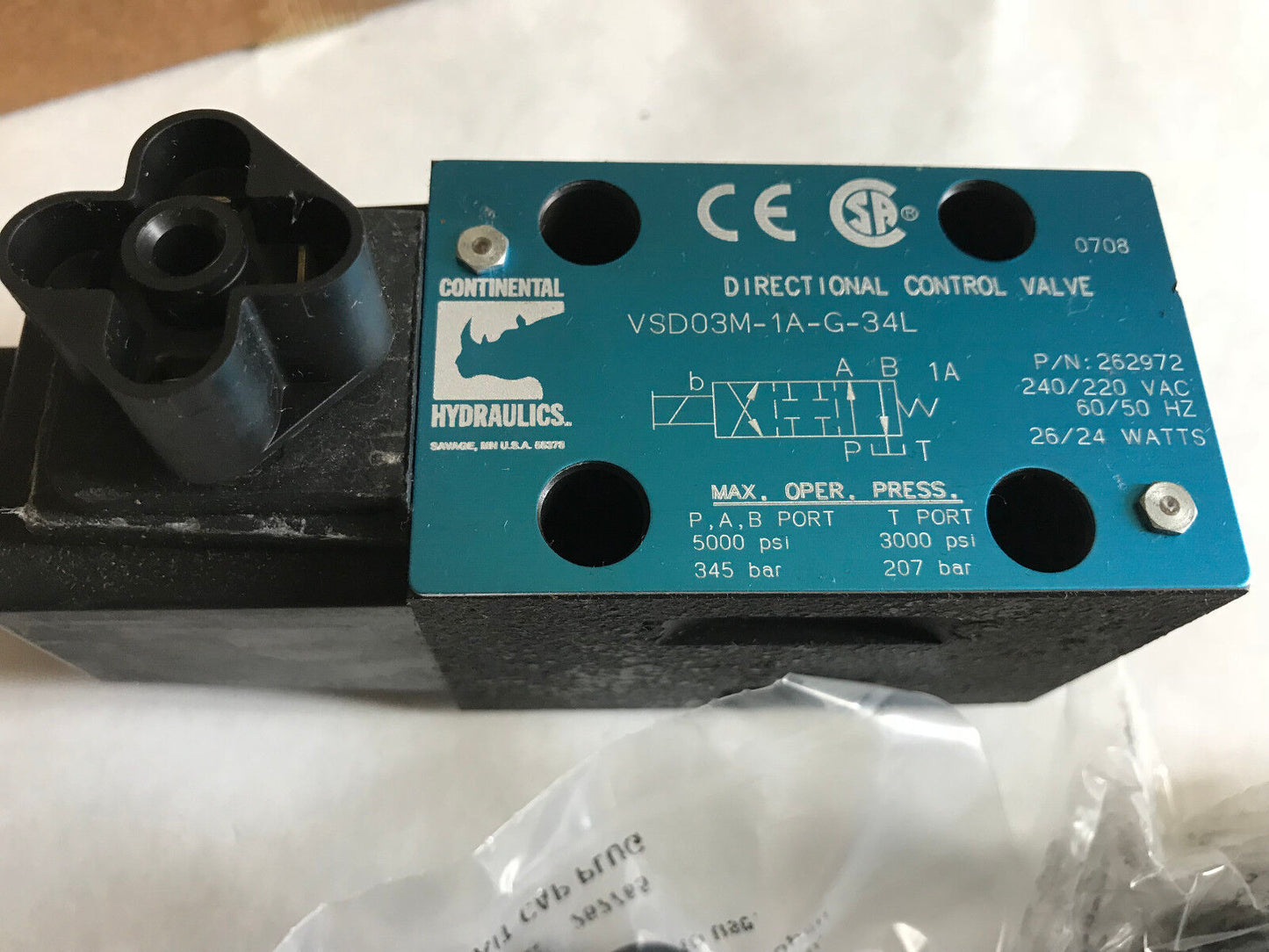 Continental 262972,Vsd03m-1A-G-34L Directional Control Valve Vsdo3m-1A-G-34L,Sa