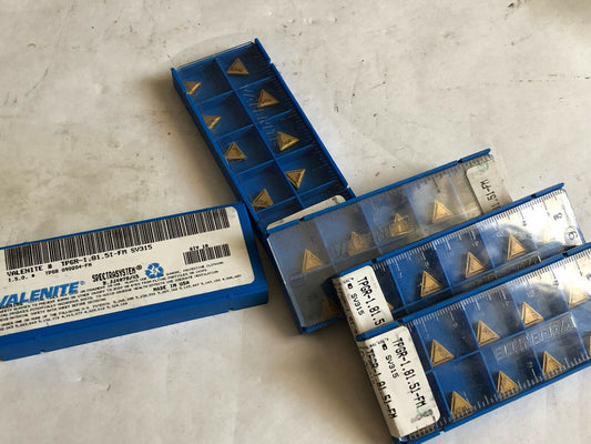New Lot 50 Valenite Tpgr-1.81.51-Fm,Sv315,Tin,Carbide Inserts,Tl