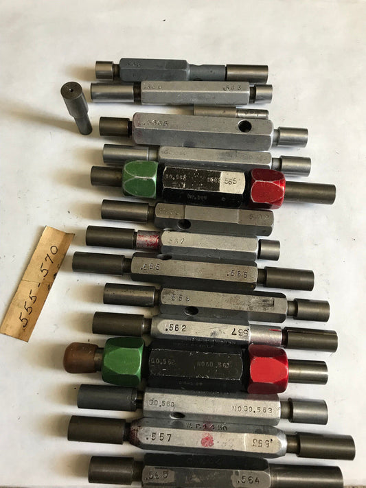 Lot The Pipe Machinery Go No Go Plug Gage .553,.557,.565,.562,.557,.555,.570,Et