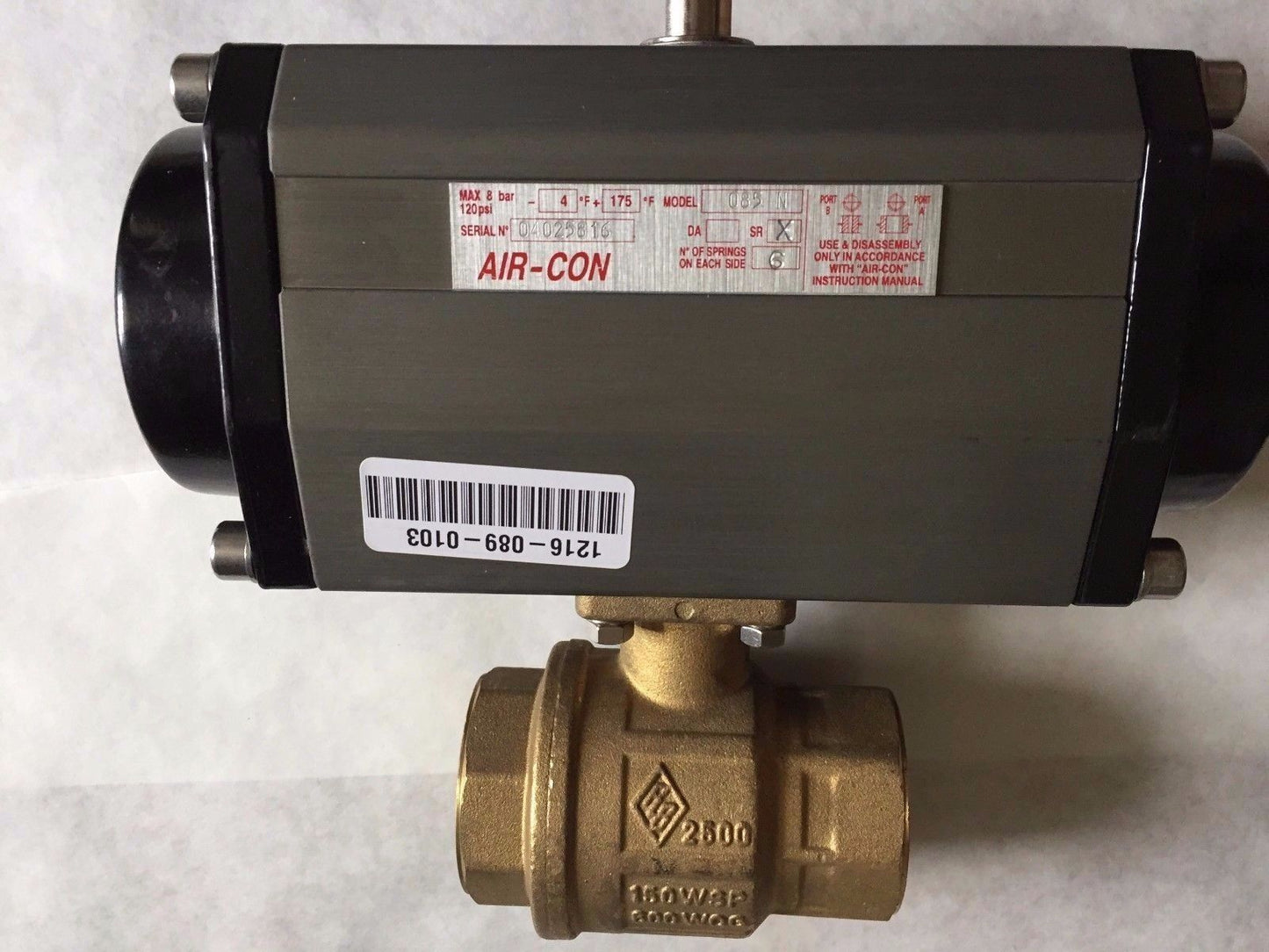 New Air-Con 085N,2500,150Wsp 600Wog Pneumatic Actuator, 1-1/2" Npt,Bz