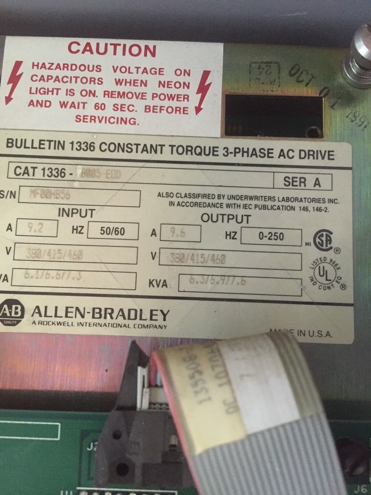 Allen Bradley 1336 B005-Eod, Drive 5Hp, 9.2A,9.6A 3Ph,1336B005eod Ser A,1336,Er