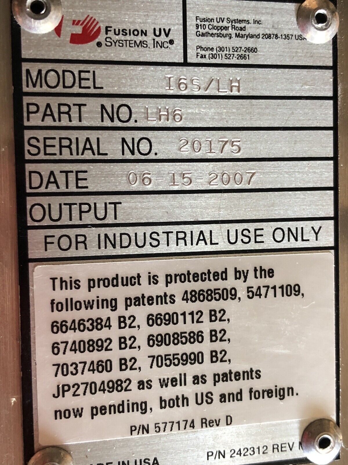 New Fusion Uv Systems I6s/Lh Light Hammer 6 Uv Irradiator.Lh6, Fusion I65/Lh ,Ch