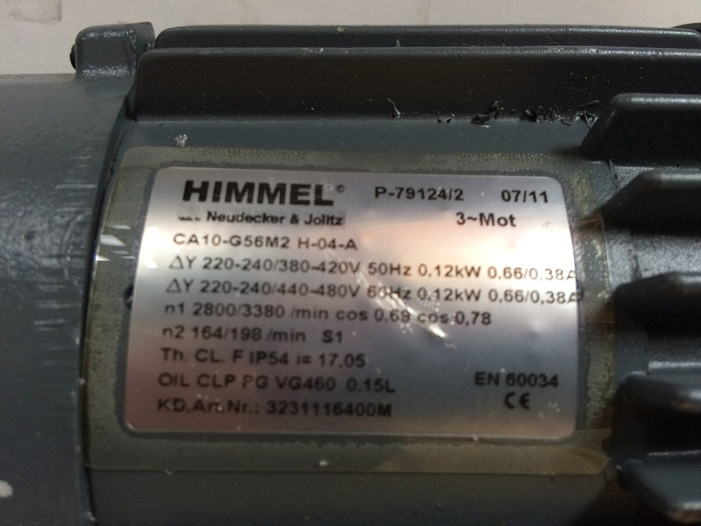 New Himmel Ca10-G56m2 H-04-A Gear Drive,P-79124/2,3-Phase,220-480 V,623 202,Ed