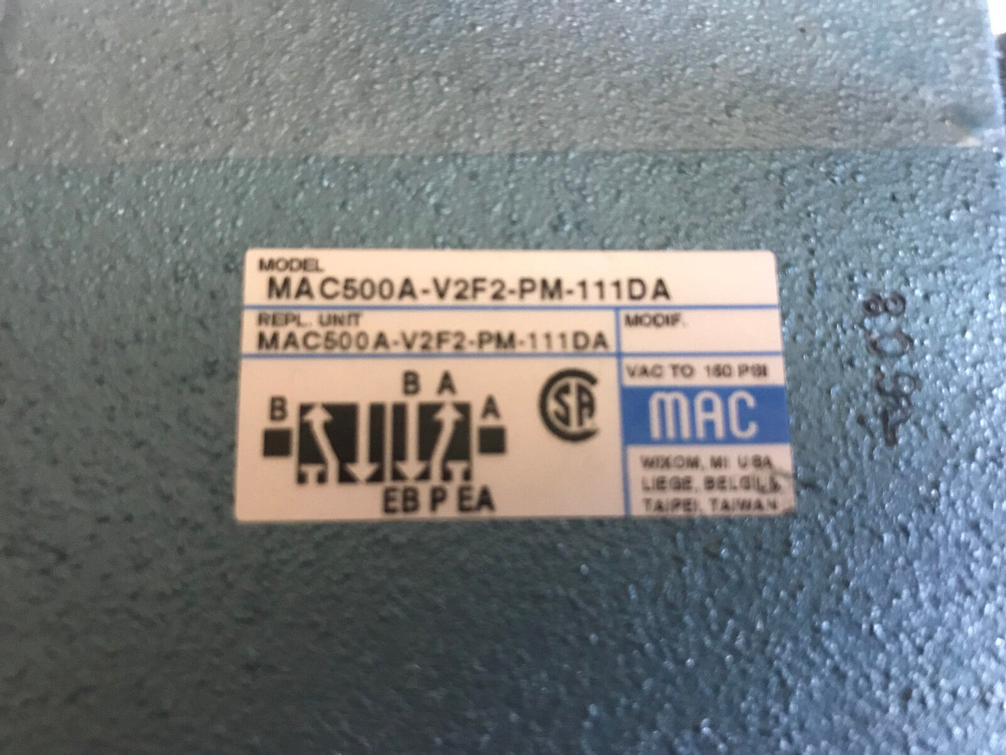 Mac Mac500a-V2f2-Pm-111Da Pneumatic Solenoid Valve,Pme111daag,Pme111daag,120V,Ep