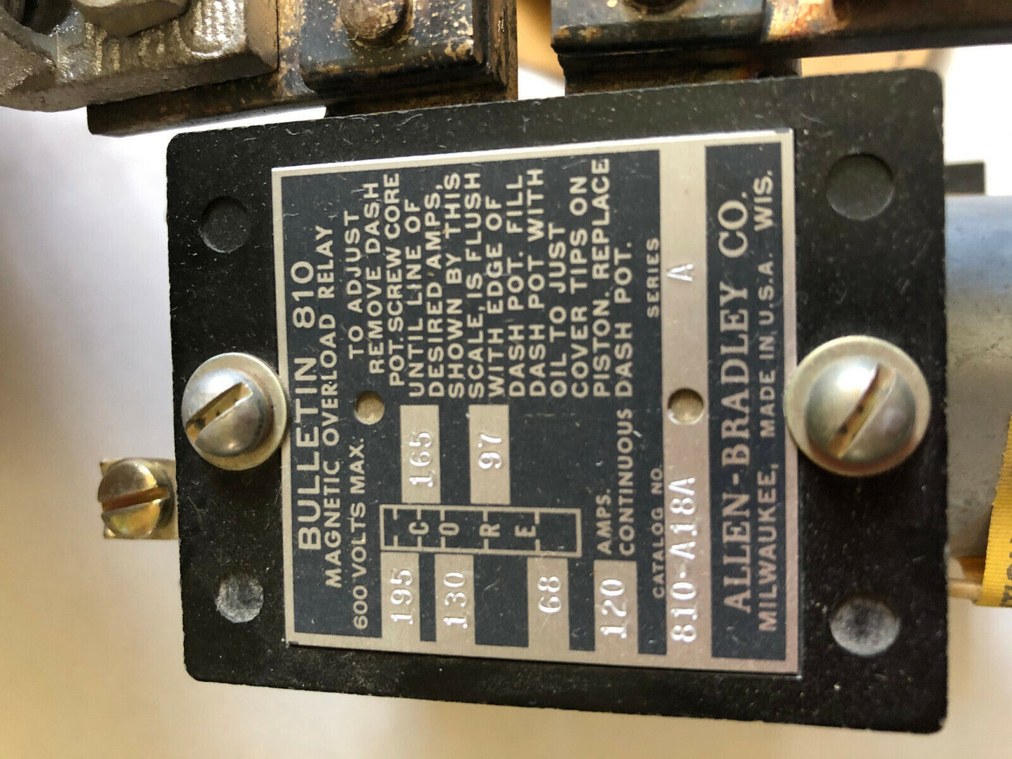 New Allen Bradley 810-A18a Inverse Time Current Relays,Coil Current 120A,Cn