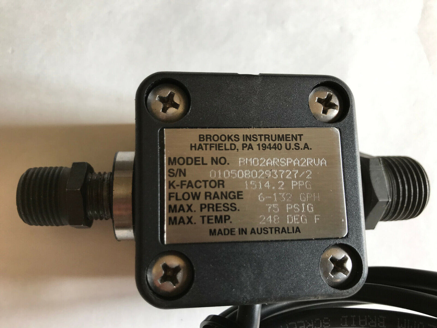 New 1/4" Npt Brooks Bm02arspa2rva Flowmeters,6-132 Gph,C46463,Th