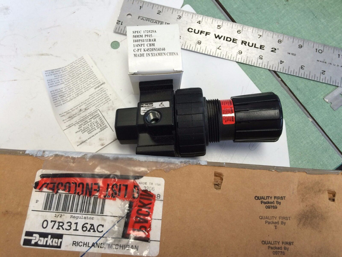 New 1/2” Parker  07R316ac Pressure Regulator,Ag