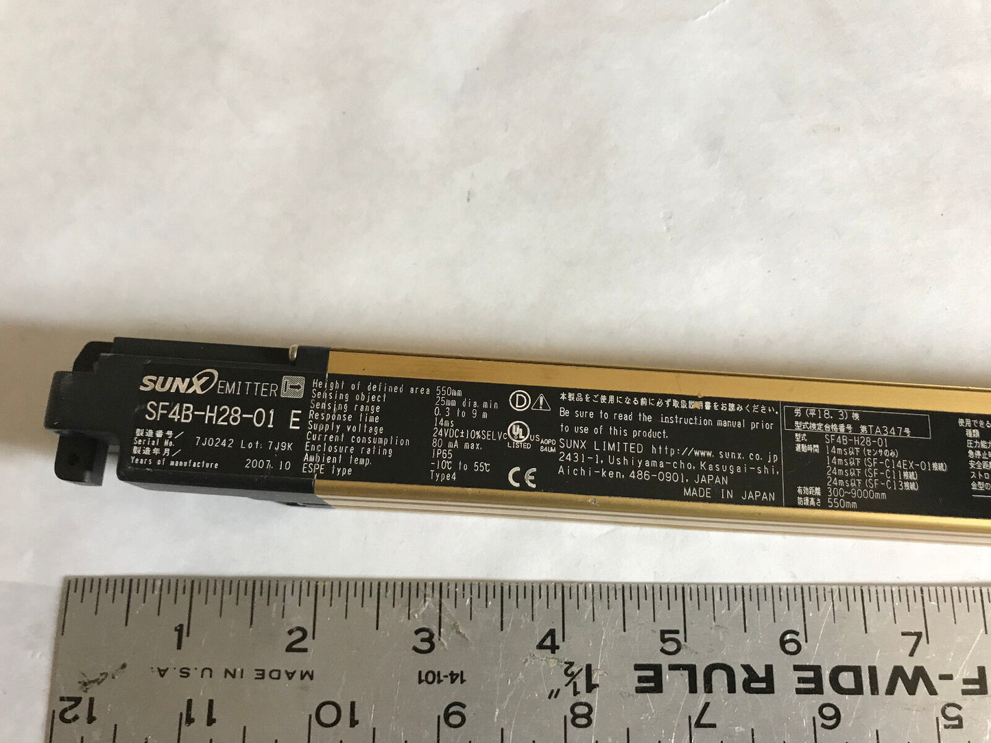 Sunx Sf4b-H28-01 E Safety Light Curtain Emitter Sunx Sf4b-H Series,Eo