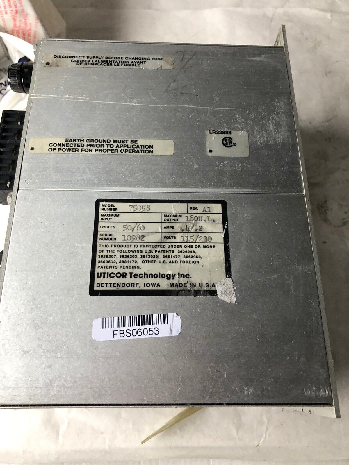 Uticor 75C58 Power Supply/Interface,S-D,Struthers-Dunn Director 4001,1.5A,Hc,Ev