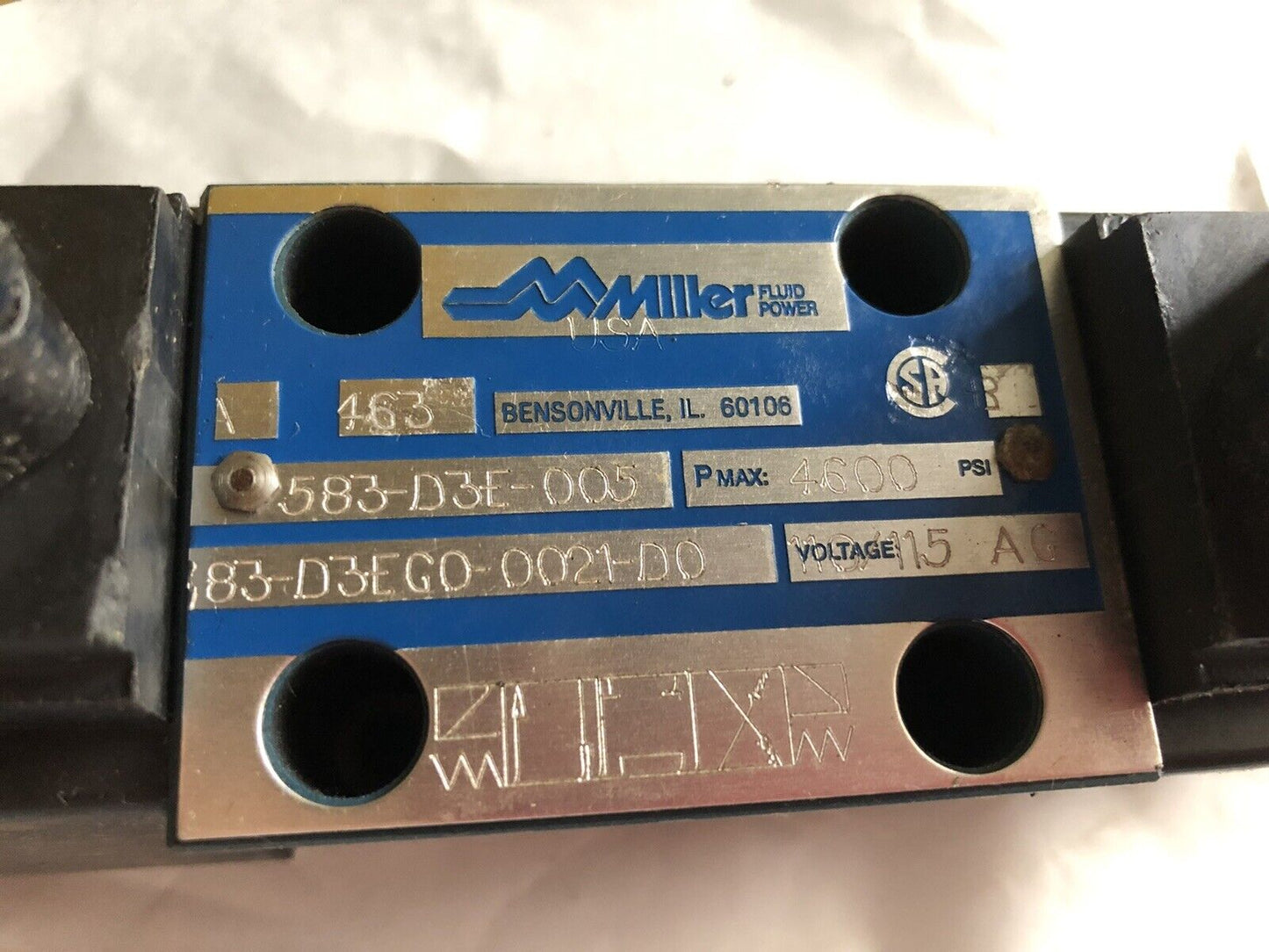 New Miller 83-D3eco-0021-D0 A 463 Hydraulic Solenoid Valve 583 D3e 005 115Vac,Te