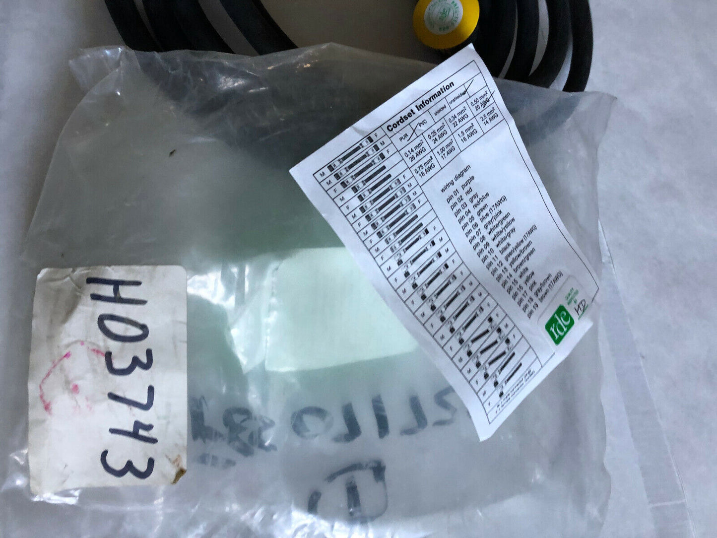 New Rde Mr-19Fz-0000-001-003M  Robotic Cable Assembly Cordset,Ev