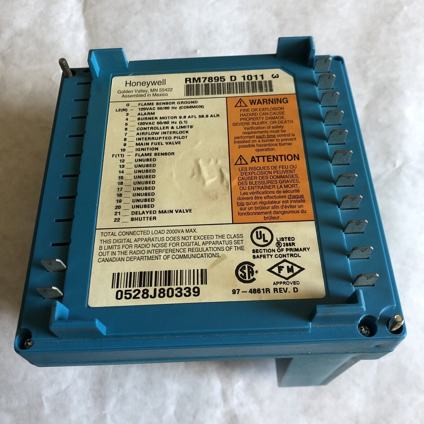 Honeywell Rm7895 D 1011 Burner Control Rm7895d1011,Eg