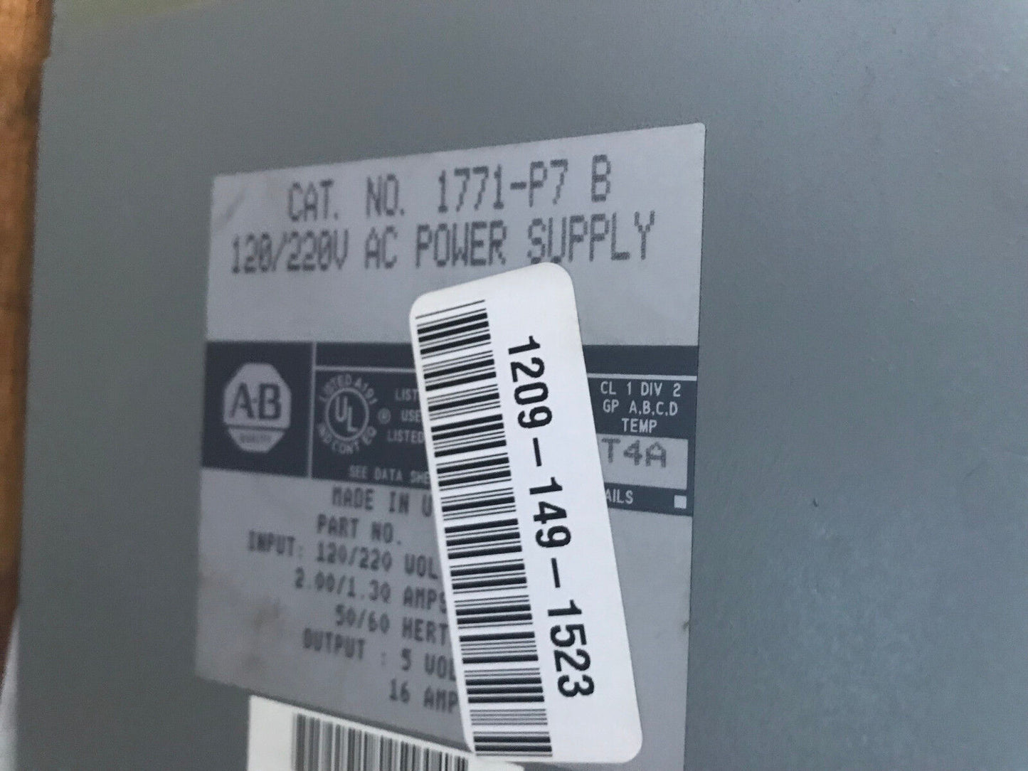 Allen Bradley Plc-5,1771-Obd Power Supply,1771-P7 B,1771-Asb,1771-Ibd,16 Slot,Ap