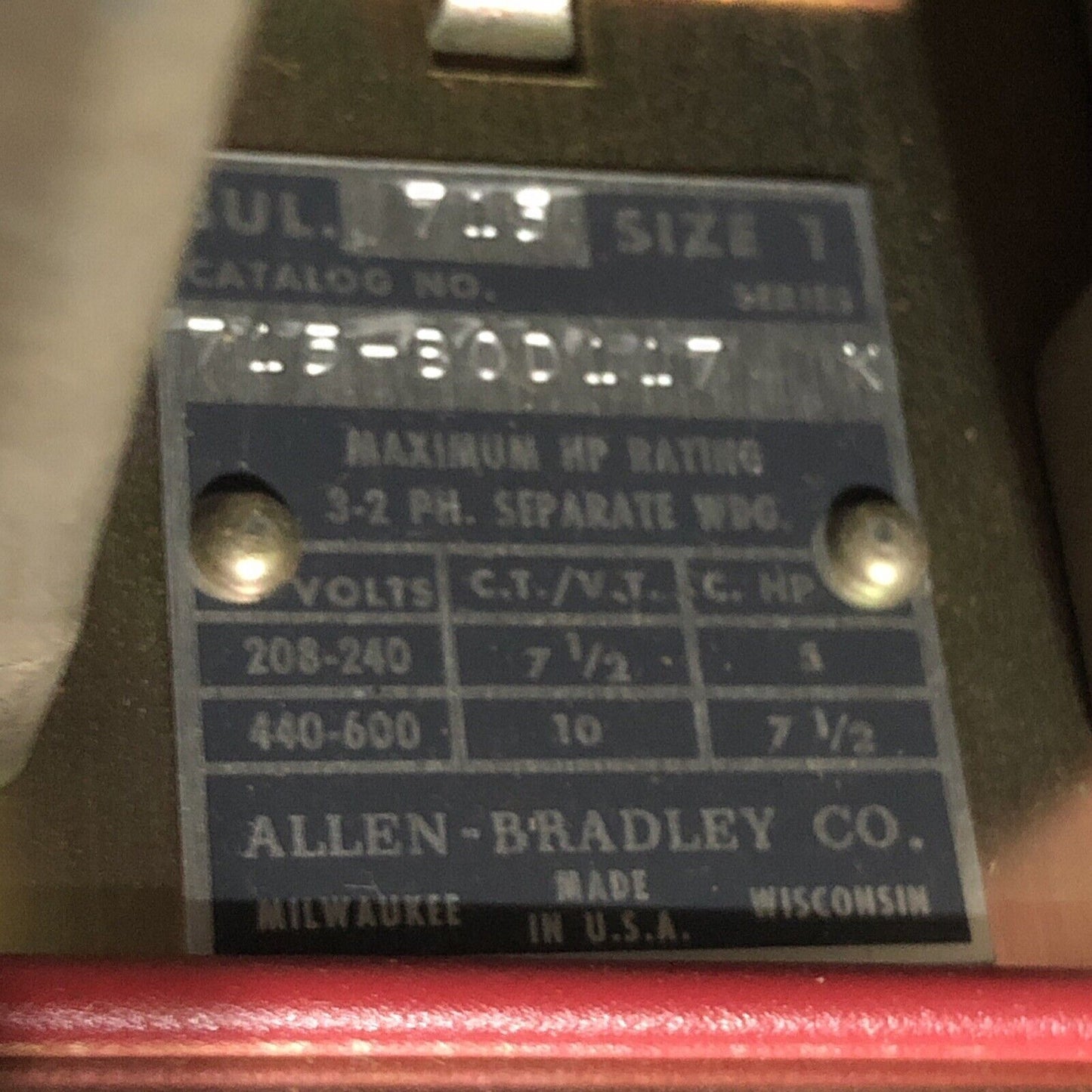 New Allen Bradley 715-Bod-117 Magnetic Starter Nema1 3Ph 120V,C 715-B0d-117 K,Ff