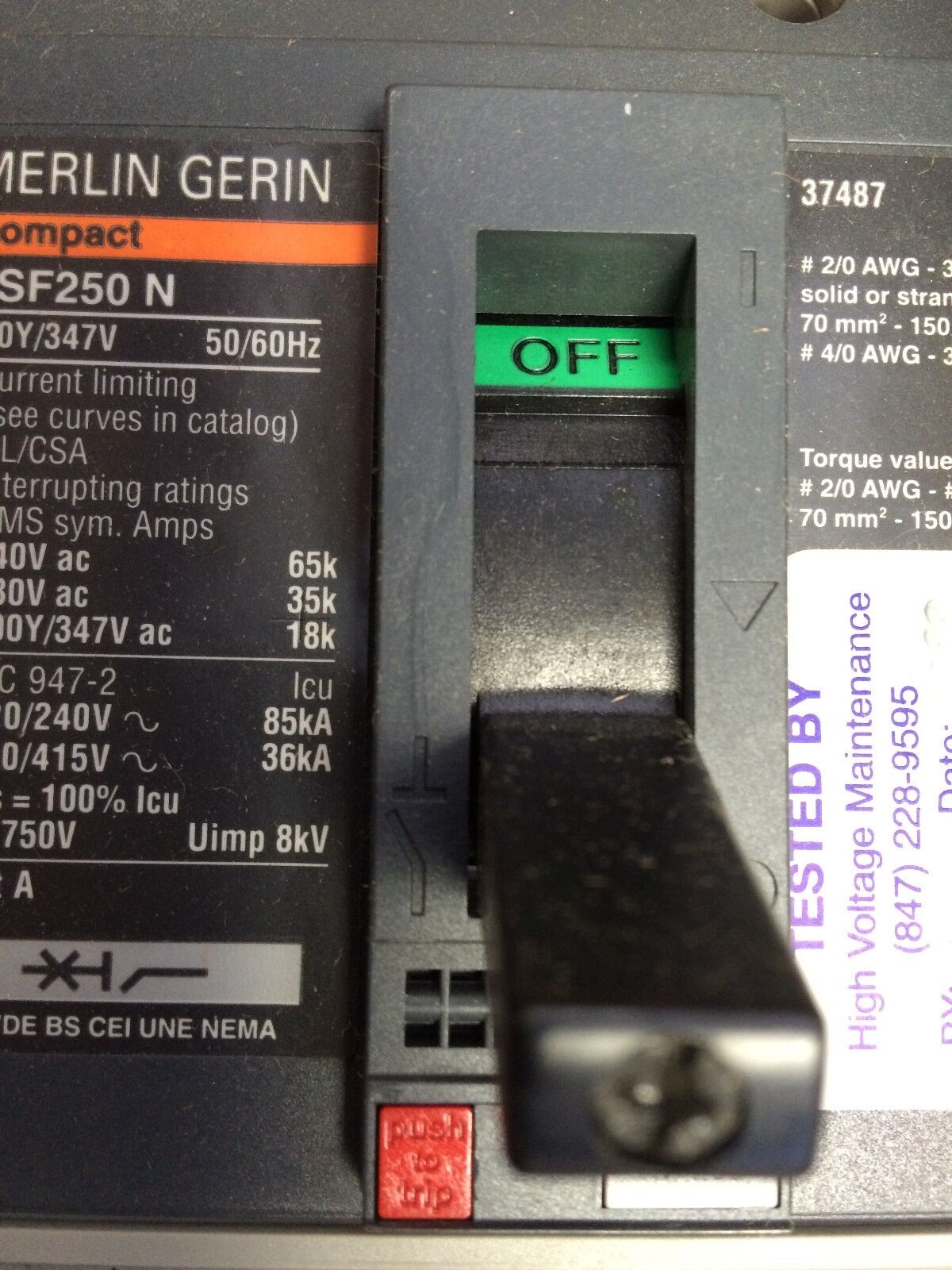 New Merlin Gerin Nfnf-36225-Aahj00,Nsf250 N Circuit Breaker 225Amp 600Y/347V,Cn