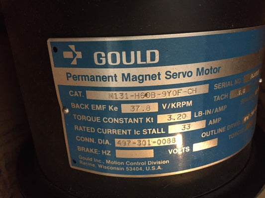 New Gould M131-H60b-9Y0f-Ch Permanent Magnet Servo Motor 33A,37.8 Torque,Ck