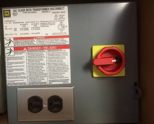 New Square D 9070-Sk1000g1d1g13,Sk1000g1, Class 9070 Transformer Disconnect ,Ee