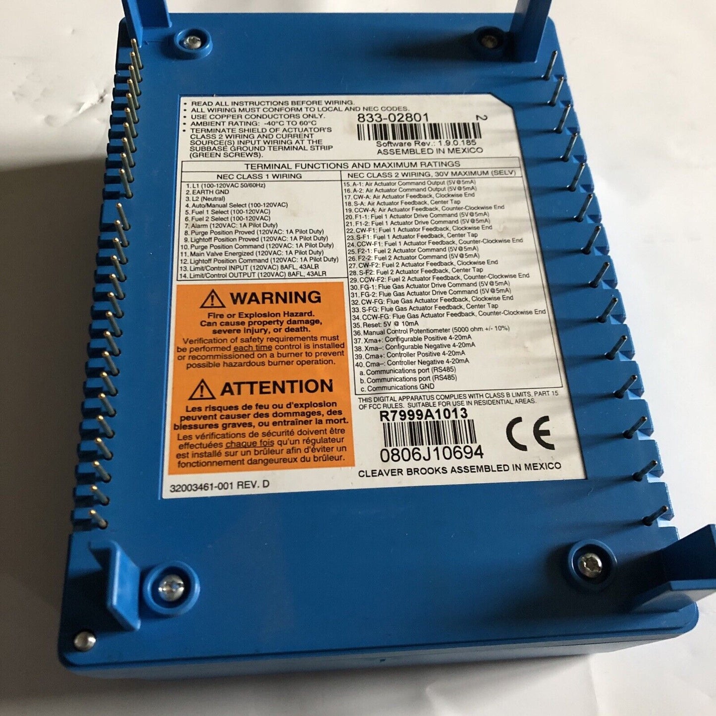 Cleaver Brooks 833-02801,R7999a1013, 833 02801 Controller, 83302801 ,Ej