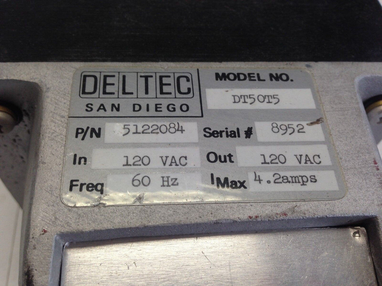 5122084 Deltech Dt50t5 Transformer 4.2Amp 120Vac 60Hz,Eg