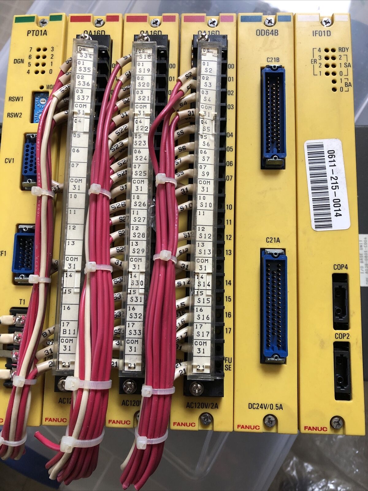 Fanuc Plc Module & Backplane Lot, Pt01a,Oa16d,Od64b,If01d,A03b-0801-C004,Be